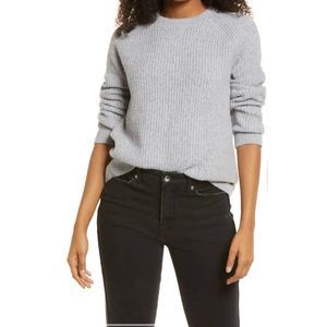 BP Nordstrom Gray Plaited Stitch Recycled Blend Crewneck Sweater